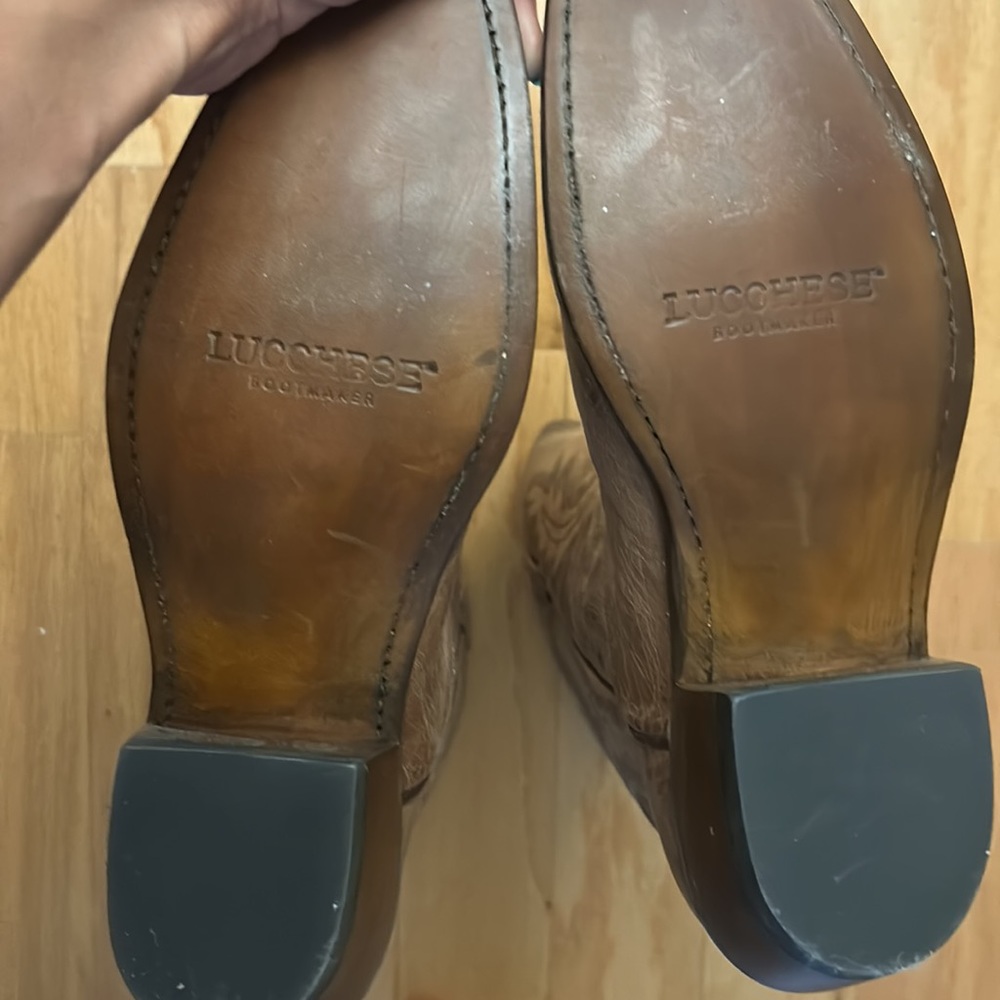 LUCCHESSE COWBOY LADIES BROWN LEATHER HEELED BOOTS - Picture 9 of 9